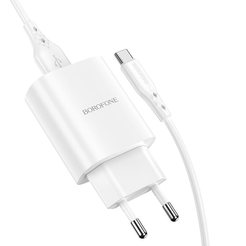 Caricatore di rete con cavo USB-C Borofone BN1, 10W, 2,1A, 1 x USB-A, bianco