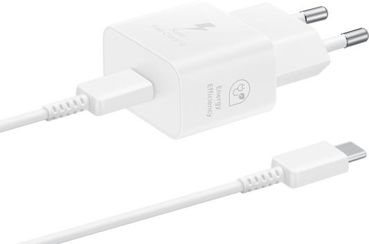 Caricabatterie di rete Samsung con cavo USB-C, 25W, 3A, 1 x USB-C, bianco EP-T2510XWEGEU 