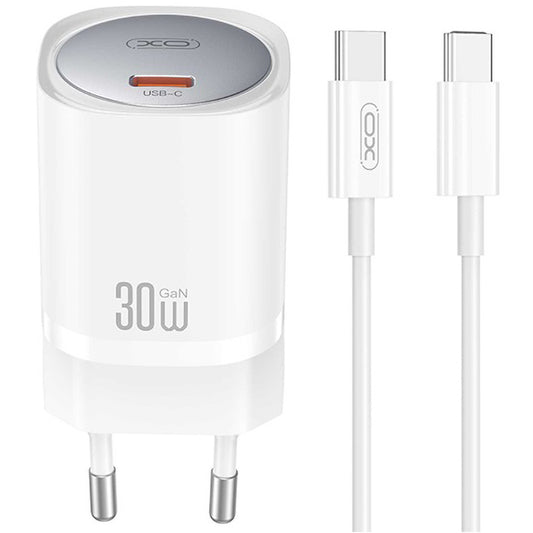 XO Design CE20, 30W, 3A, 1 x USB-C, 1 x USB-C, Bianco 