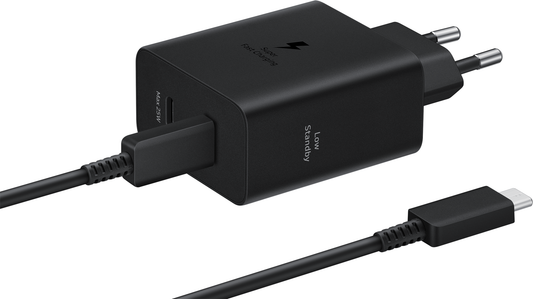 Caricabatterie di rete Samsung con cavo USB-C, 50W, 3A, 2 x USB-C, nero EP-T5020XBEGEU