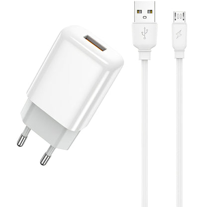 Caricabatterie di rete Prestico F7S con cavo microUSB, 12W, 2,4A, 1 x USB-A, bianco 