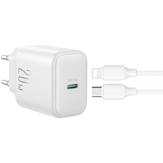 Caricabatterie da rete con cavo Lightning Joyroom JR-TCF20, 20W, 3A, 1 x USB-C, Bianco