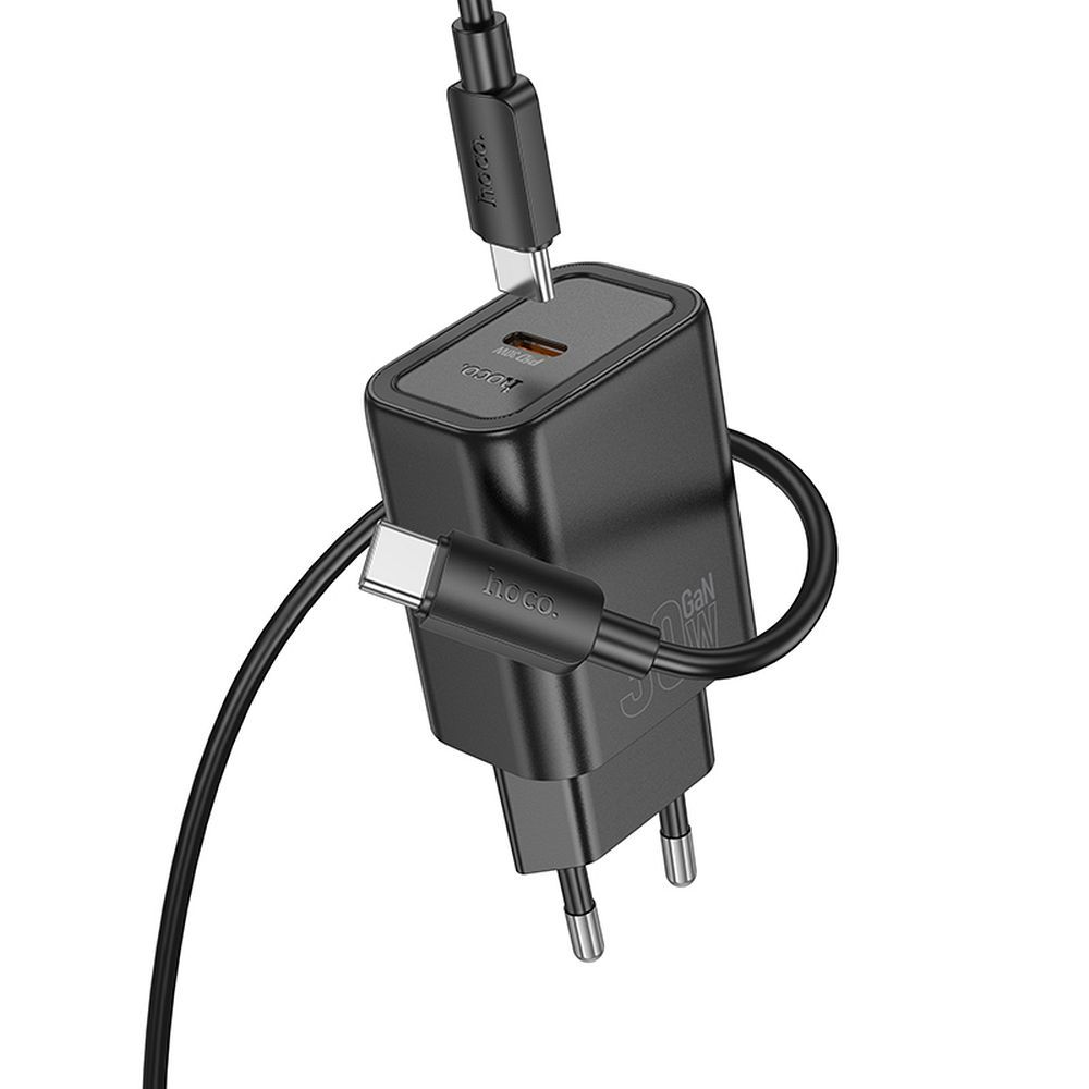 Caricabatterie da Rete con Cavo USB-C HOCO N62, 30W, 3A, 1 x USB-C, Nero