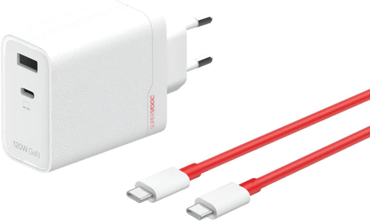 Caricabatterie da rete con cavo USB-C OnePlus OSABBCBBAE, 120W, 7.3A, 1 x USB-A - 1 x USB-C, Bianco 5461100631