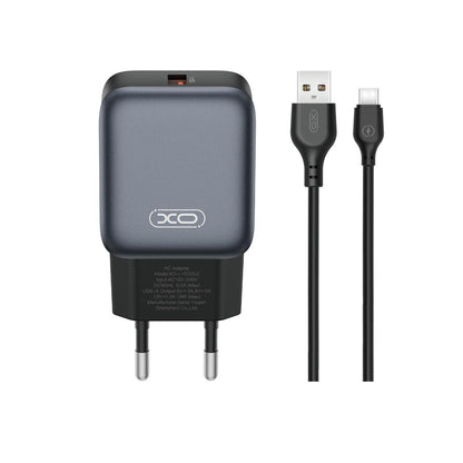 Network Charger with USB-C Cable XO Design L152, 18W, 3A, 1 x USB-A, Black