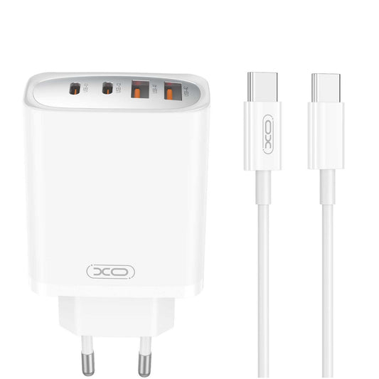 Caricabatterie da Rete con Cavo USB-C XO Design CE22, 45W, 3A, 2 x USB-A - 2 x USB-C, Bianco