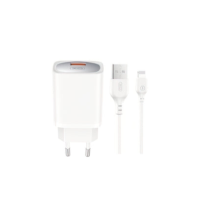 Caricabatterie da Rete con Cavo Lightning XO Design CE19, 18W, 3A, 1 x USB-A, Bianco