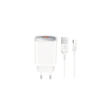 Caricabatterie da Rete con Cavo USB-C XO Design CE19, 18W, 3A, 1 x USB-A, Bianco