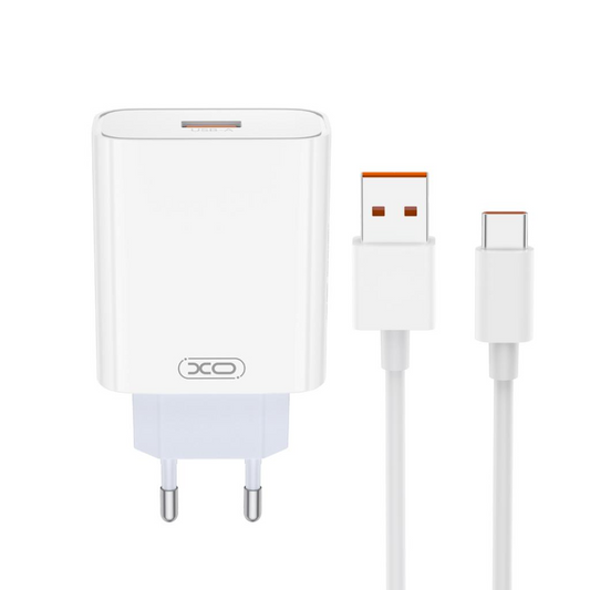 Caricabatterie Rete con Cavo USB-C XO Design L164, 30W, 1 x USB-A, Bianco