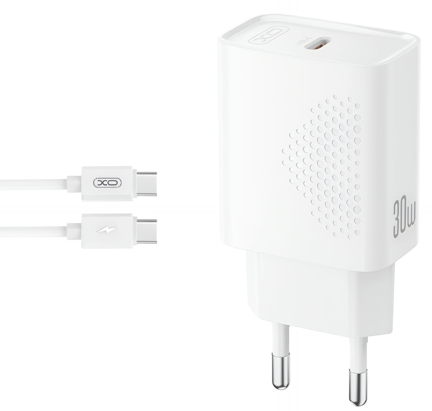 Caricabatterie da Rete con Cavo USB-C XO Design L162, 30W, 3A, 1 x USB-C, Bianco