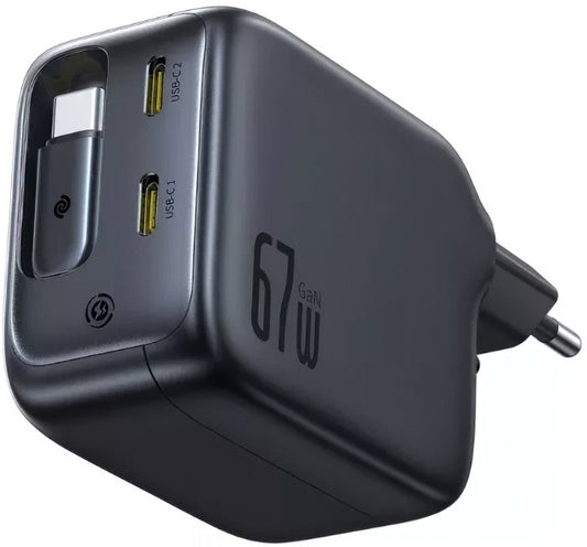 Caricabatterie Rete con Cavo USB-C Baseus EnerCore CJ11, 67W, 3.35A, 2 x USB-C, Nero E0121E00