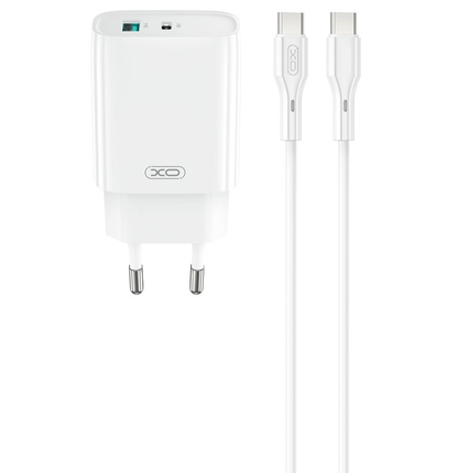 Caricabatterie da rete con cavo USB-C XO Design CE30, 30W, 3A, 1 x USB-A - 1 x USB-C, Bianco