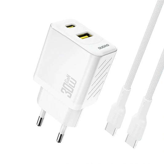 Caricabatterie da rete con cavo USB-C Dudao A27TCEU, 30W, 1 x USB-A - 1 x USB-C, Bianco