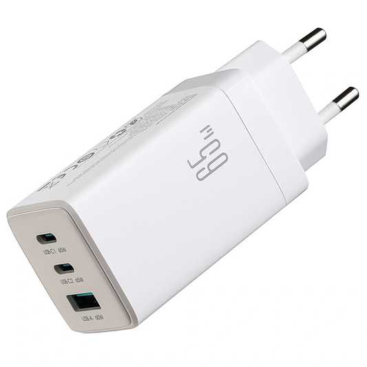 Caricabatterie Rete con Cavo USB-C Joyroom JR-TG10, 65W, 3.25A, 1 x USB-A - 2 x USB-C, Bianco