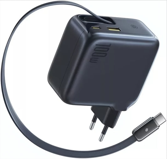 Caricabatterie Rete Con Cavo USB-C Baseus EnerCore CJ11, 100W, 1 x USB-A - 2 x USB-C, Nero E0120M00