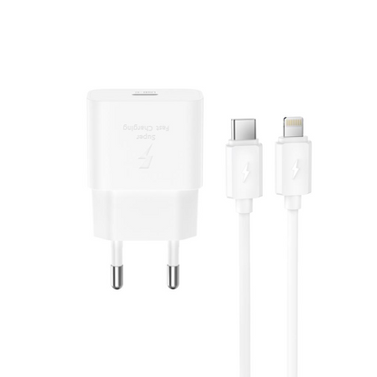 Caricatore da rete con cavo Lightning XO Design L167, 25W, 3A, 1 x USB-C, Bianco