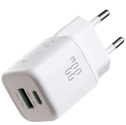 Caricatore da Rete con Cavo USB-C Joyroom JR-TG7, 33W, 3A, 1 x USB-A - 1 x USB-C, Bianco