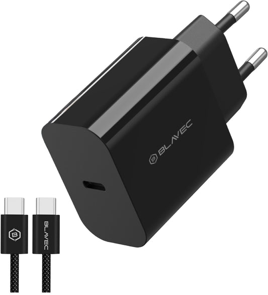 Blavec BC-14 USB-C Wall Charger with Cable, 30W, 3A, 1 x USB-C, Black