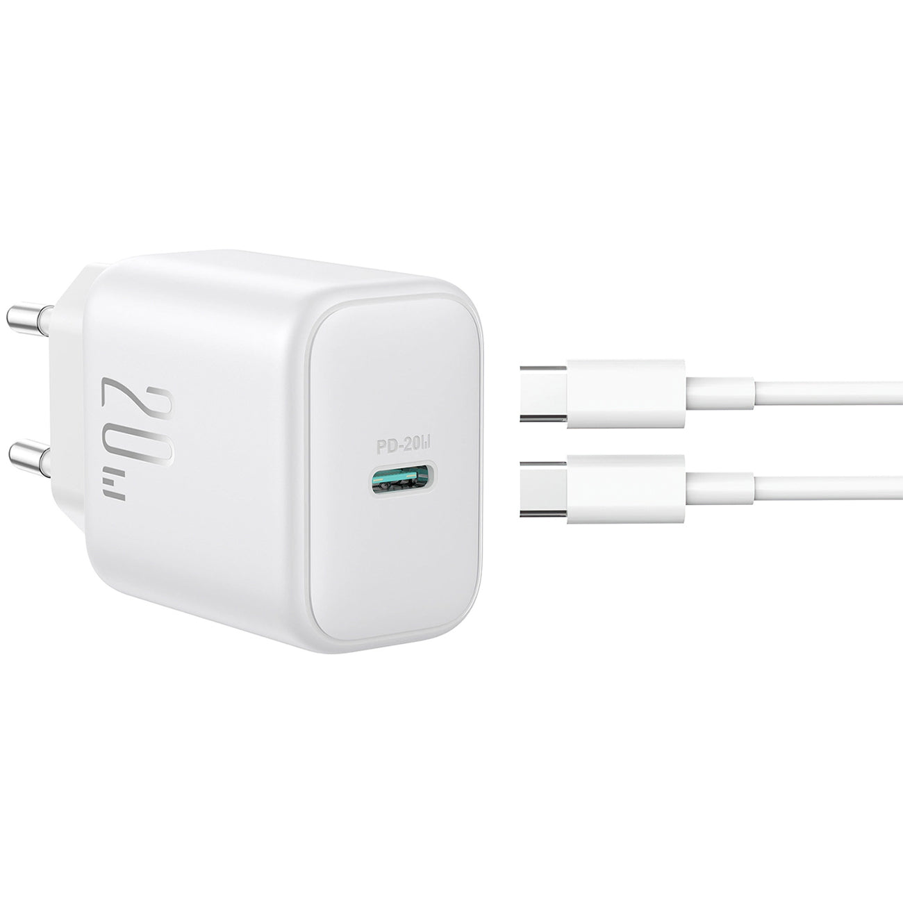 Caricabatterie da Rete con Cavo USB-C Joyroom JR-TCF20, 20W, 3A, 1 x USB-C, Bianco