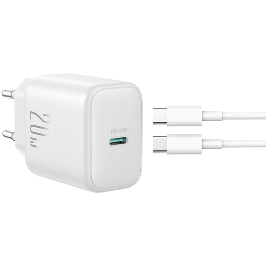 Caricabatterie da Rete con Cavo USB-C Joyroom JR-TCF20, 20W, 3A, 1 x USB-C, Bianco