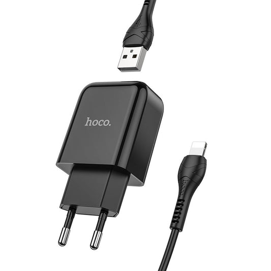 Network Charger with Lightning Cable HOCO N2, 10W, 2A, 1 x USB-A, Black