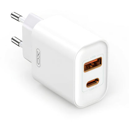 Caricabatterie di rete con cavo Lightning XO Design CE12, 20W, 3A, 1 x USB-A - 1 x USB-C, bianco 