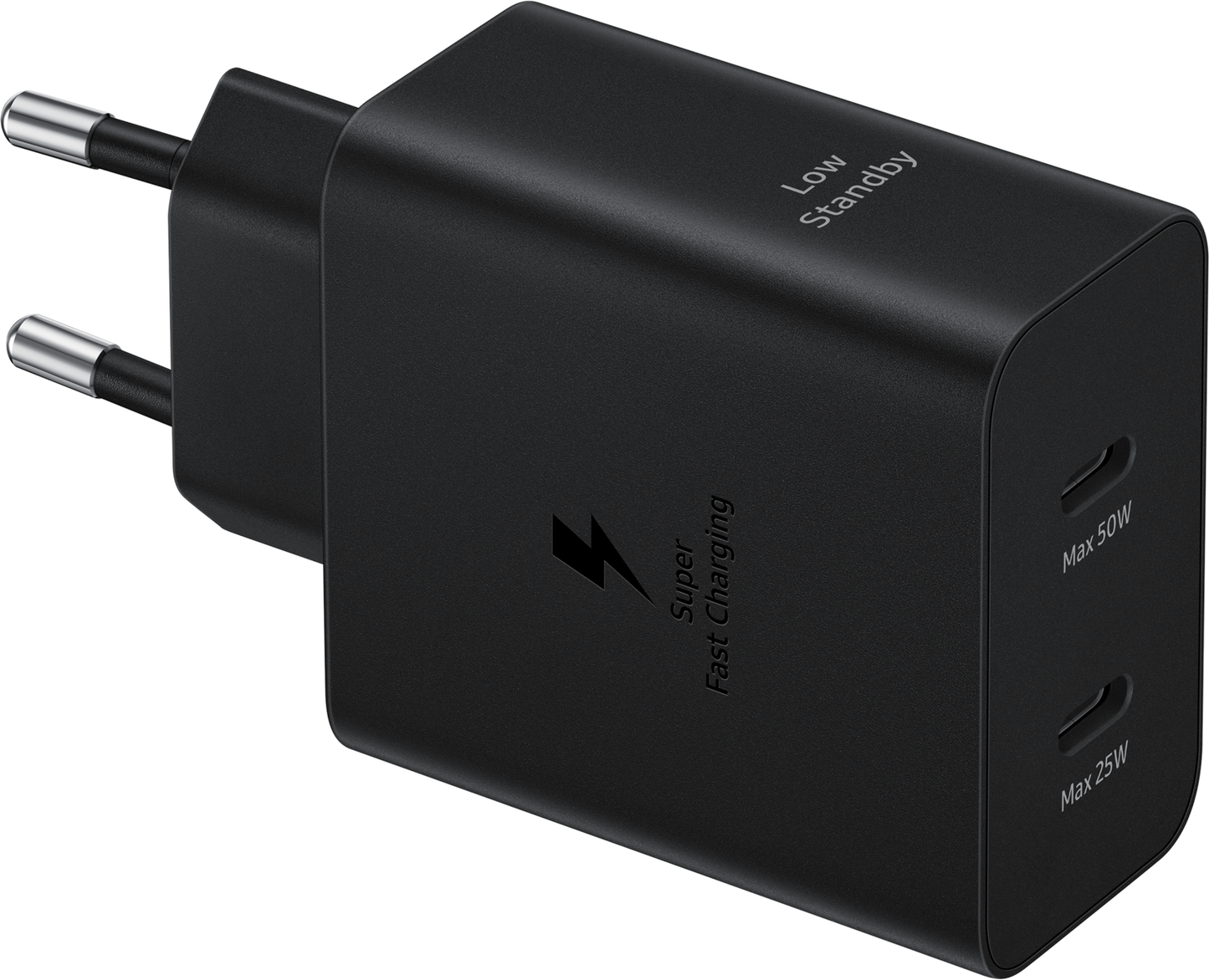 Caricabatterie di rete Samsung con cavo USB-C, 50W, 3A, 2 x USB-C, nero EP-T5020XBEGEU