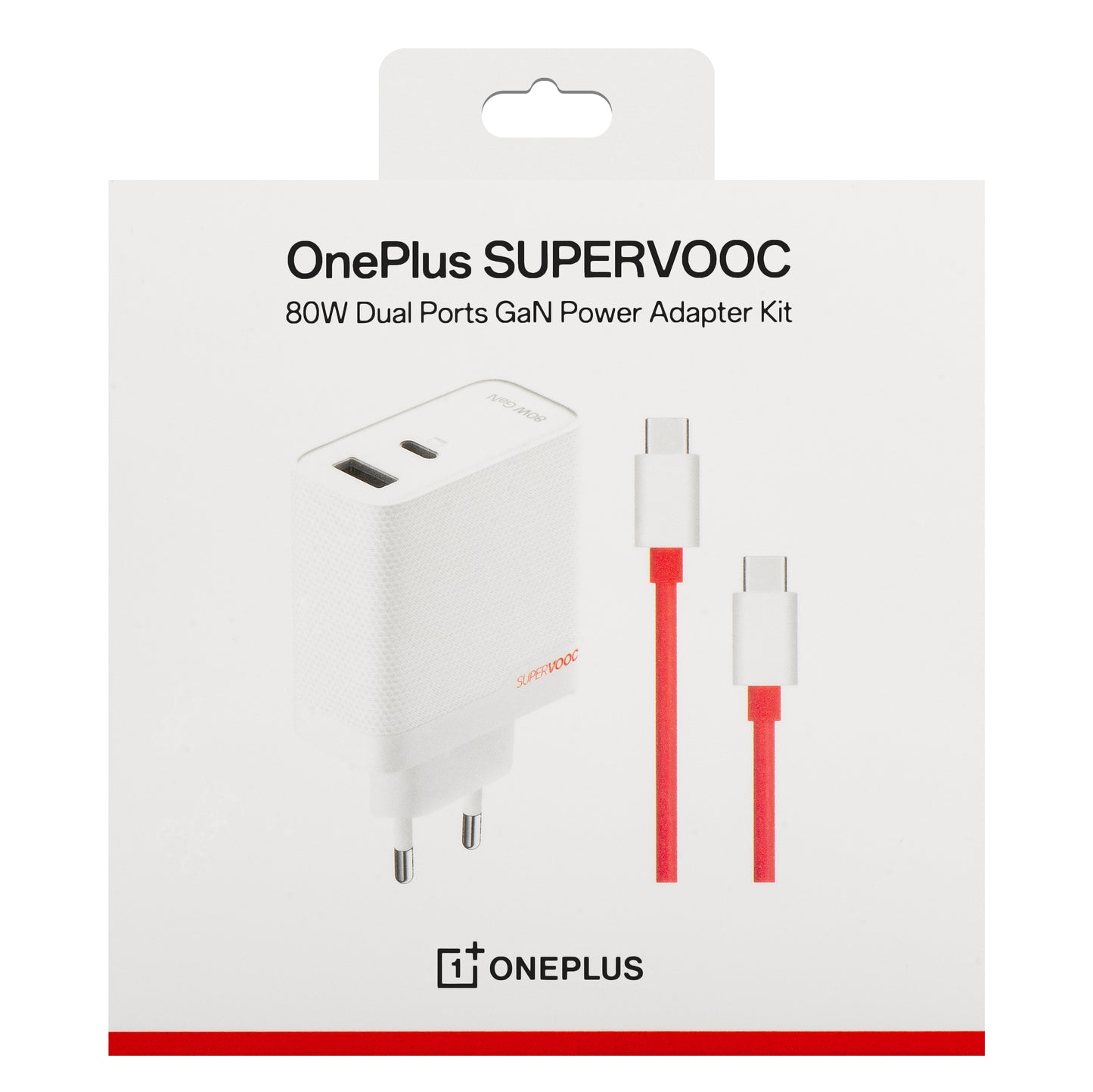 Caricatore di rete OnePlus con cavo USB-C OnePlus, 80W, 7,3A, 1 x USB-A - 1 x USB-C, bianco 5461100597