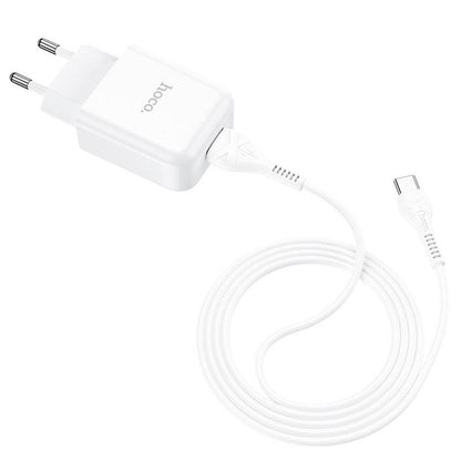 Caricatore di rete con cavo USB-C HOCO N2, 10W, 2,1A, 1 x USB-A, bianco 