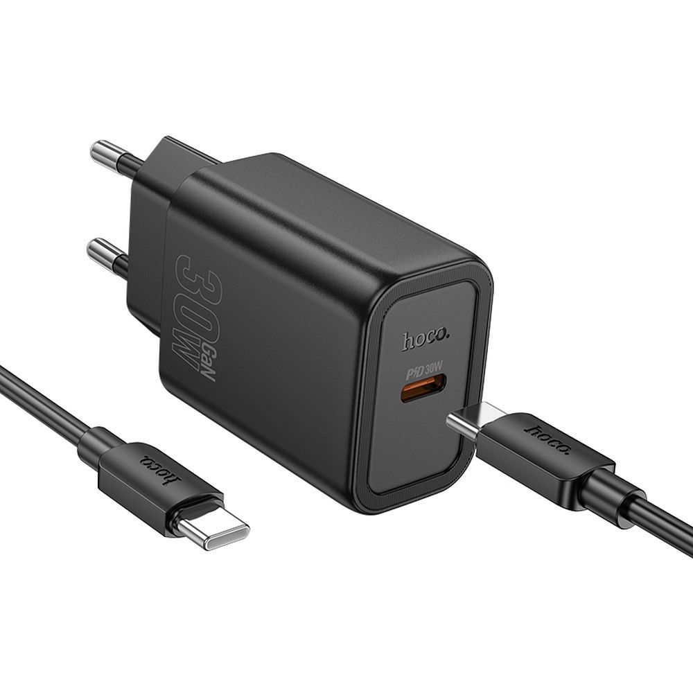 Caricabatterie da Rete con Cavo USB-C HOCO N62, 30W, 3A, 1 x USB-C, Nero