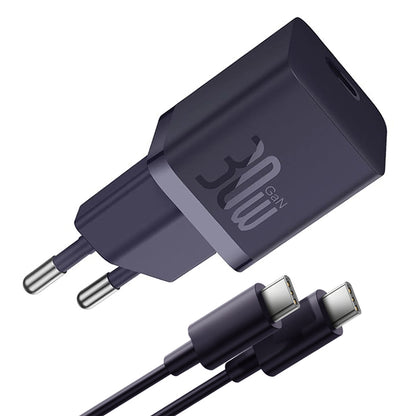 Baseus GaN Mini 1C USB-C Network Charger with Cable, 30W, 3A, 1 x USB-C, Purple P10110902523-00