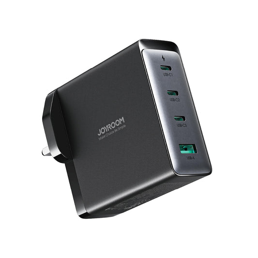 Caricabatterie da Rete con Cavo USB-C Joyroom JR-TCG05UK, 140W, 5A, 1 x USB-A - 3 x USB-C, UK, Nero