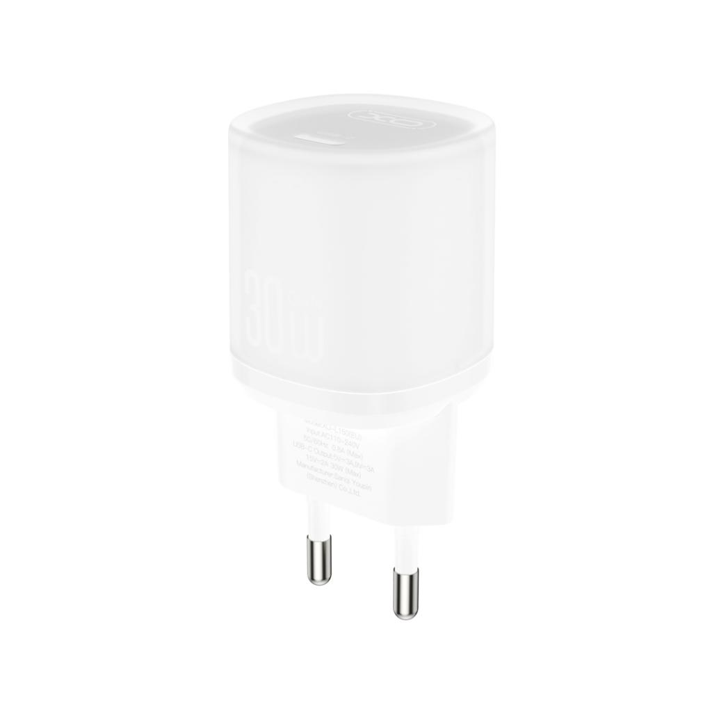 Caricabatterie Rete con Cavo USB-C XO Design L150, 30W, 3A, 1 x USB-C, Bianco