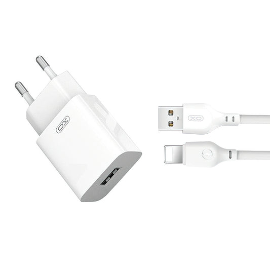 Caricabatterie da Rete con Cavo Lightning XO Design L99, 12W, 2.4A, 1 x USB-A, Bianco