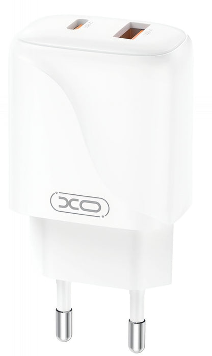Caricabatterie da Rete con Cavo USB-C XO Design L158, 20W, 3A, 1 x USB-A - 1 x USB-C, Bianco