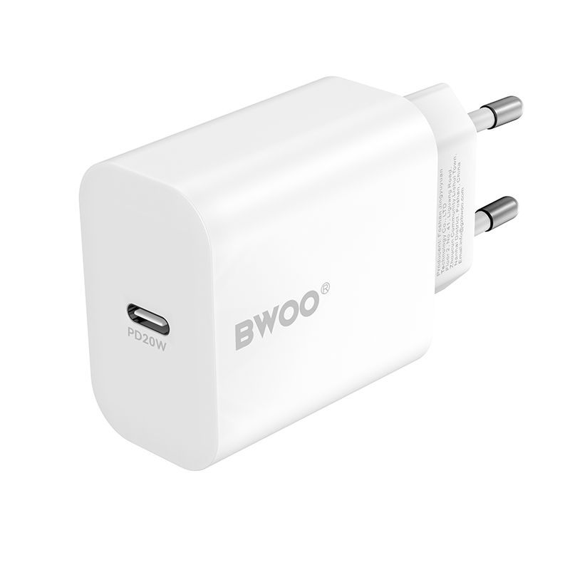 Caricabatterie Rete Con Cavo Lightning BWOO CDA233, 20W, 3A, 1 x USB-C, Bianco