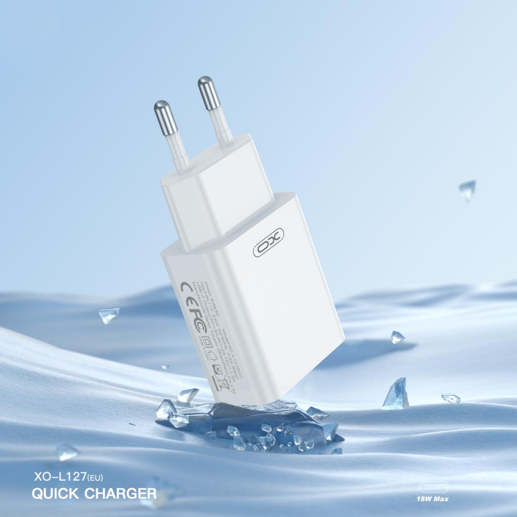 Caricatore da Rete con Cavo USB-C XO Design L127, 18W, 3A, 1 x USB-A, Bianco