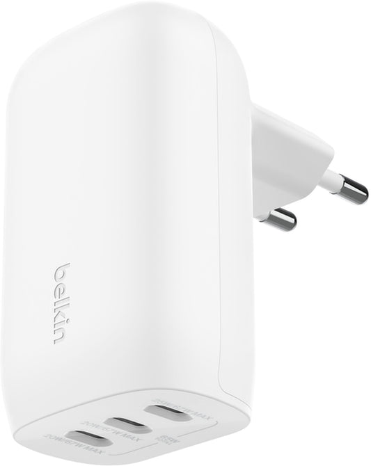 Caricatore da rete con cavo USB-C Belkin BoostCharge, 67W, 3A, 3 x USB-C, Bianco WCC002vf2MWH-B6