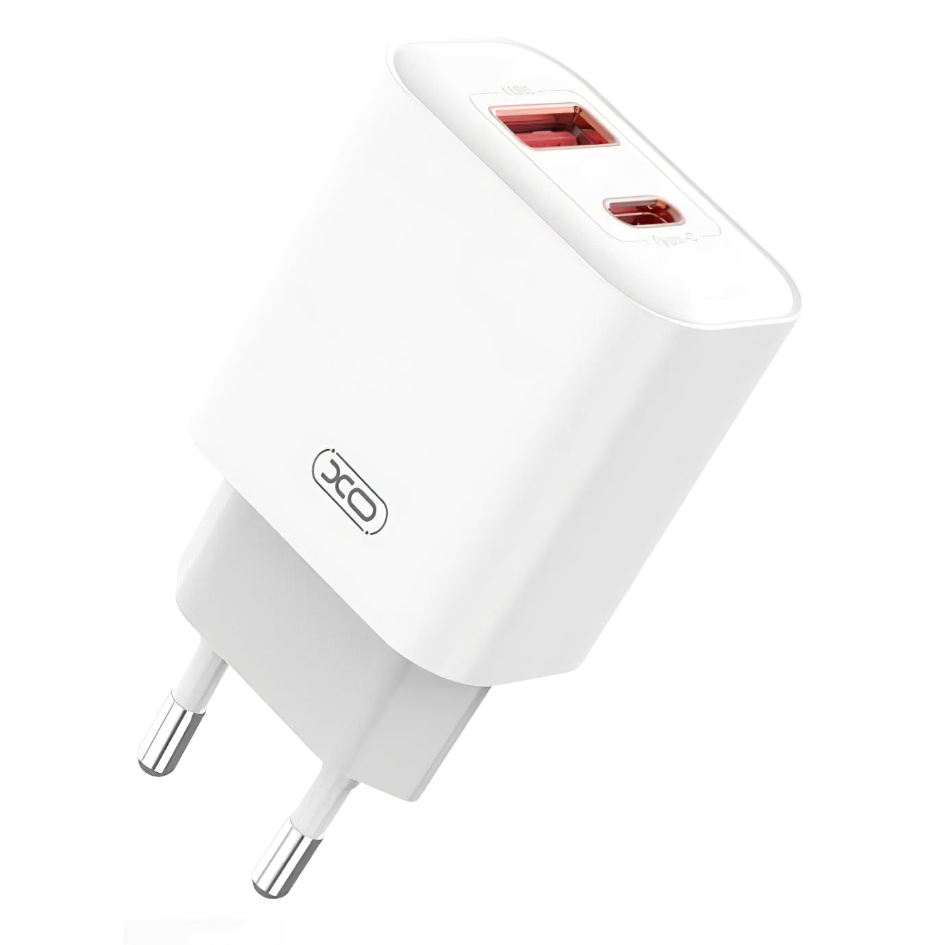 Caricabatterie di rete con cavo Lightning XO Design CE12, 20W, 3A, 1 x USB-A - 1 x USB-C, bianco 