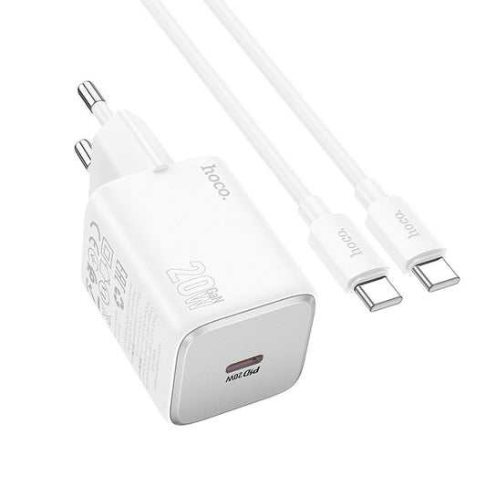 Incarcator Retea Cu Cablu USB-C HOCO N40, 20W, 3A, 1 x USB-C, Alb