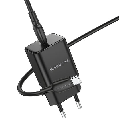 Caricatore di rete con cavo USB-C Borofone BN13 Safety, 30W, 3A, 1 x USB-C, nero 