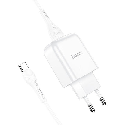 Caricatore di rete con cavo USB-C HOCO N2, 10W, 2,1A, 1 x USB-A, bianco 