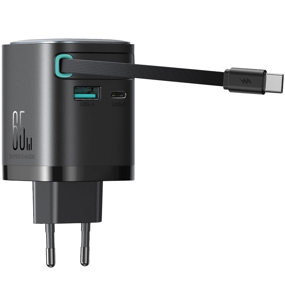 Joyroom JR-TCL02 Caricatore di rete con cavo USB-C JR-TCL02, 65W, 3A, 1 x USB-A - 1 x USB-C, nero 