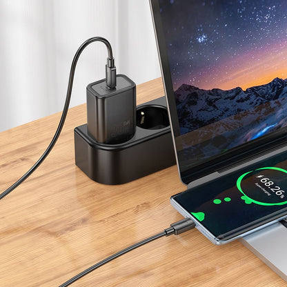 Caricabatterie da Rete con Cavo USB-C HOCO N62, 30W, 3A, 1 x USB-C, Nero
