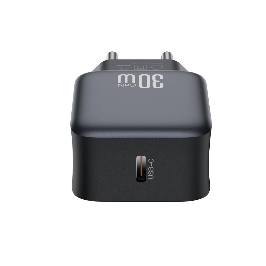 Network Charger with Lightning Cable XO Design L155, 30W, 3A, 1 x USB-C, Black