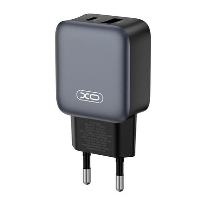 Caricabatterie da Rete con Cavo USB-C XO Design L154, 20W, 3A, 1 x USB-A - 1 x USB-C, Nero