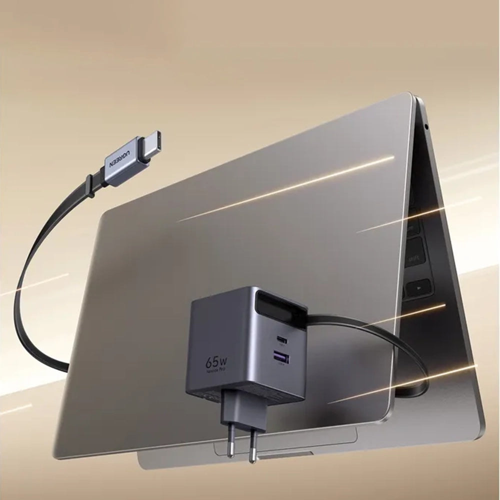 Caricabatterie da Rete con Cavo USB-C UGREEN X615, 65W, 3A, 1 x USB-A - 1 x USB-C, Grigio