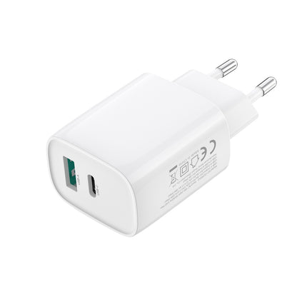 Caricabatterie da Rete con Cavo USB-C XO Design CE29, 20W, 3A, 1 x USB-A - 1 x USB-C, Bianco