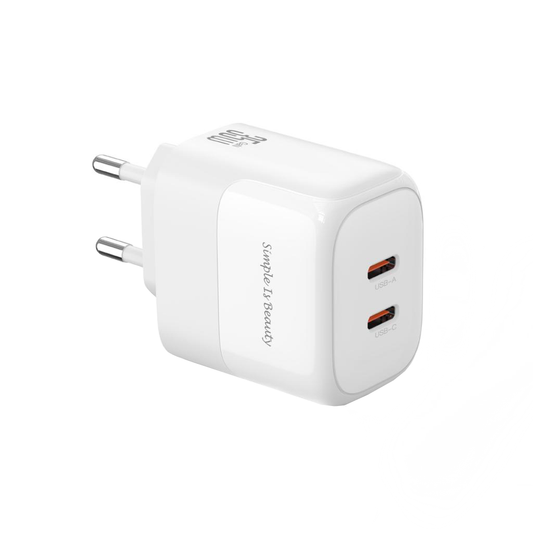Caricabatterie da Rete con Cavo Lightning XO Design L140, 35W, 3A, 2 x USB-C, Bianco