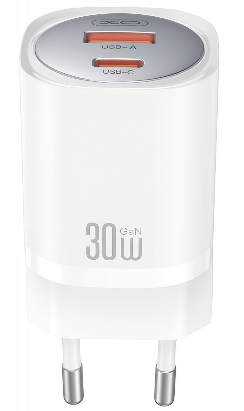 Caricabatterie da Rete con Cavo Lightning XO Design CE21, 30W, 3A, 1 x USB-A - 1 x USB-C, Bianco